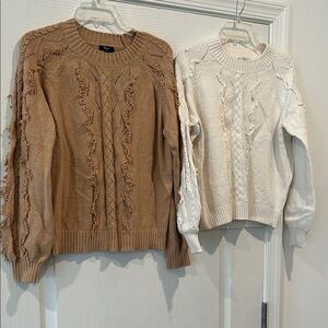 RAILS Women's Cable Knit Sweaters - Tan and Cream BUNDLE